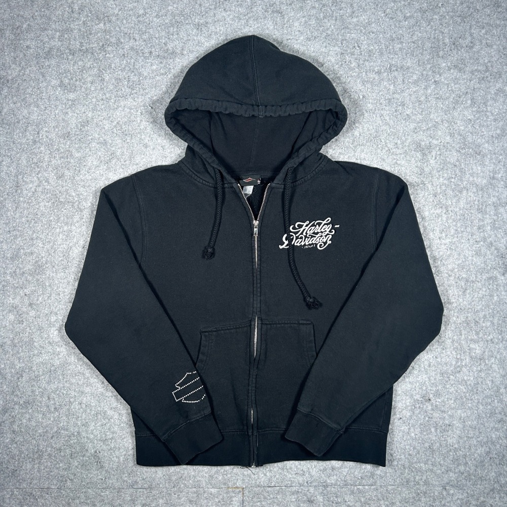Harley Davidson Zip Up Hoodie Women Small Black Premont Laval Quebec Biker